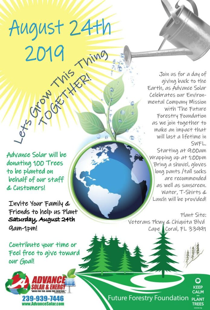 Flyer for Tree Planting with Garden Club of Cape Coral August 24, 2019