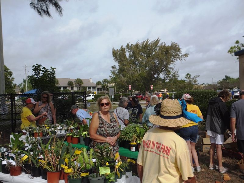 March in the Park 2022 tables with plants