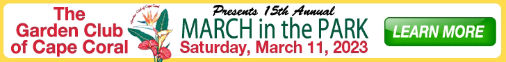 Garden Club of Cape Coral March in the Park Plant Sale and Art Expo 2023 banner