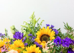 yellow and purple flowers for the Summer get together